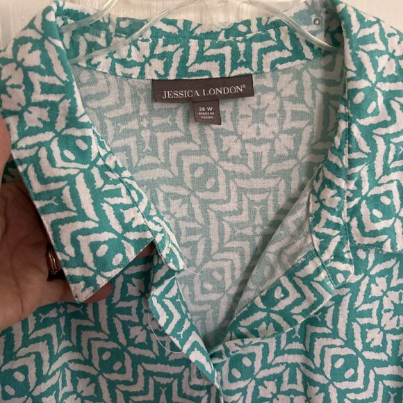 Jessica London 26W Button Down long sleeve Lounger Or Swim Suit Cover Up. - Picture 3 of 9